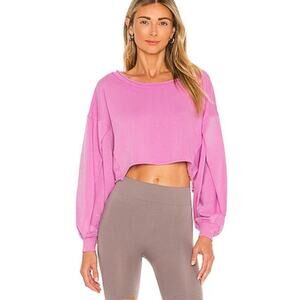 Free People FP MOVEMENT M Pink The Way You Move Sweatshirt Rhododendron Slouchy